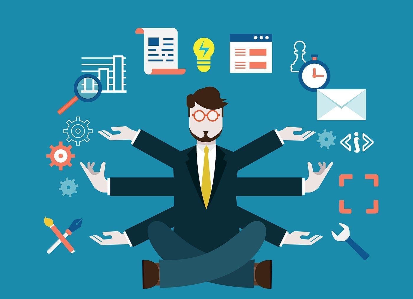 Illustration of an IT project manager coordinating several workstreams